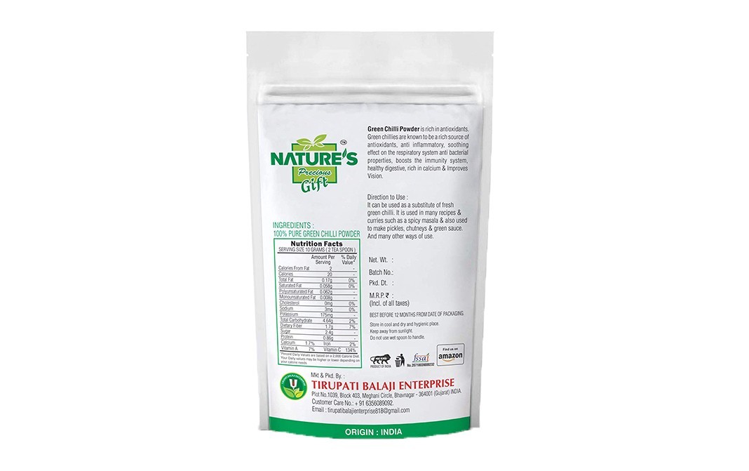 Nature's Gift Green Chilli Powder    Pack  1 kilogram